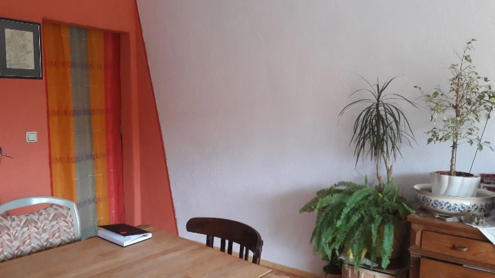 Unsere Kundin setzte auf einen weißen Baumwollputz statt selbstklebende Tapete